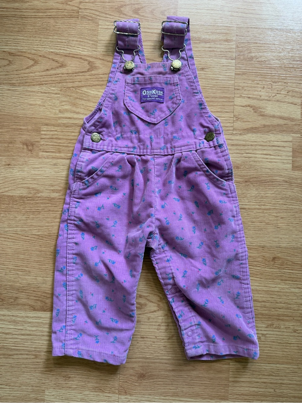 Vintage 90s OshKosh B'Gosh Purple Floral Corduroy Overalls – 12 Months
